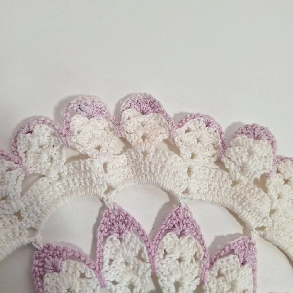 Hand Crocheted Lace Doily Flower Lavender White Green Purple Cotton 10 Inch - Picture 8 of 14